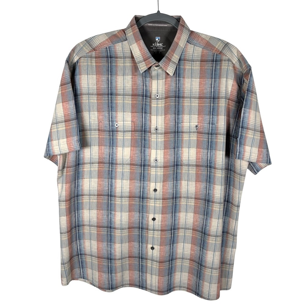 KUHL Shirt Mens XXL Skorpio Linen Blend Lightweight Short Sleeve Button Up